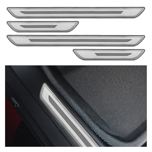 Craedli 4PCS Car Door Sill Protector, Stainless Steel Car Front & Rear Doors Threshold Anti-Scratch Decoration Strip, Self-Adhesive Auto Door Entry Scuff Plate for Most Cars Truck SUV(Silver) - color: Silver