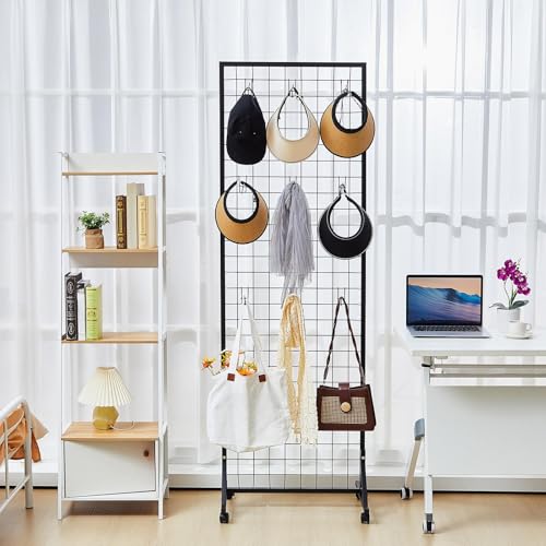 Blulu 4 Pcs 2' x 6' Grid Wall Panels with T-Base, Freestanding Gridwall Rack for Vendor Events, Craft Shows, Retail Booths, Sports Jersey, T-Shirt and Merchandise Display (Black) - color: Black