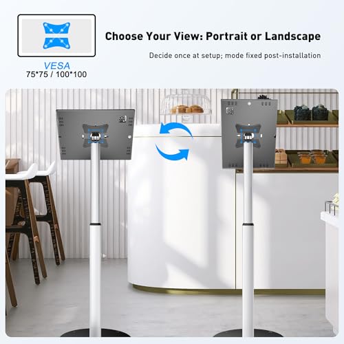 AboveTEK Anti-Theft iPad Floor Stand Kiosk, Height Adjustable Tablet Stand with Locking Enclosure, Heavy-Duty Floor Tablet Stand for 12.9–13" iPad Pro/Air & 12.4" Galaxy Tab S, Retail & POS Use - size: 12.9"/13" iPad & 12.4" Galaxy Tab