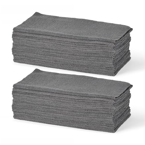Amazon Basics Microfiber Cleaning Cloths, Ultra Absorbent, Lint Free, Streak Free, Non-Abrasive, Reusable and Washable, 12" x 12", Grey, 36 Pack - style: 36-Pack
