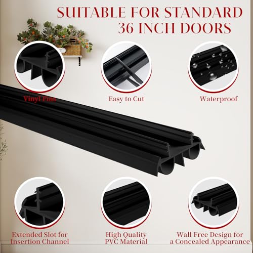 2 Pcs 36" Black Double Bubble Kerf Door Sweep - color: Black