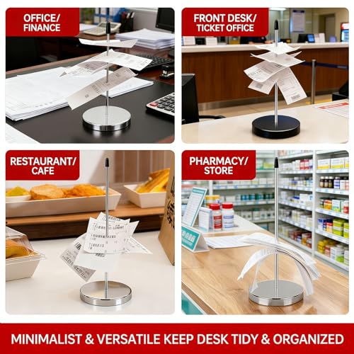4Pcs Desk Receipt Holder,Bill Fork Ticket Spike,Restaurant Memo Holder - color: Silver
