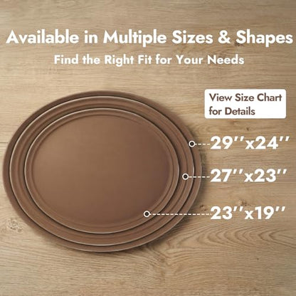 CURTA 2-Pack Restaurant Grade Non-Slip Tray, NSF, Oval 19-Inch x 23-Inch, Plastic Rubber Lined Round Serving Tray, Brown - color: Brown-oval, size: 23 Inch x 19 Inch x 1 Inch