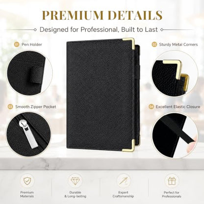 Server Book,7 Pocket Zipper Organizer,Server Books for Waitress - color: Black