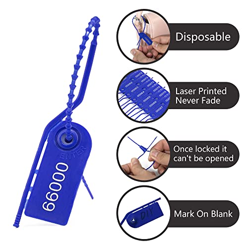 1000 Plastic Security Seals Secure Anti-Tamper Fire Extinguisher Tags Numbered Zip Ties Inspection Tags Breakable Label Tags Pull Tite Safey Tags for First Aid Kits, Clothes,Bags (Blue) - color: Blue, size: 1000