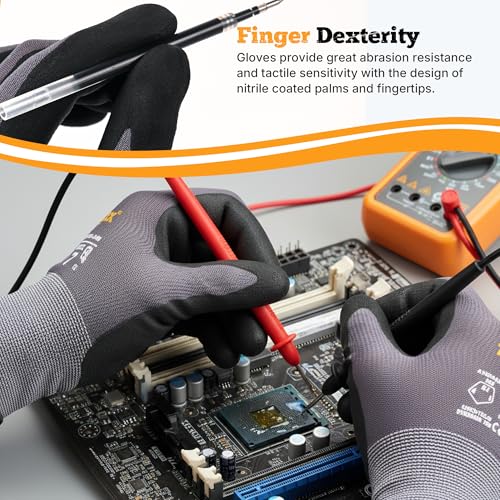 TitanFlex Work Gloves, MicroFoam Nitrile Coated, Seamless Knit Nylon - color: 6 Pairs, size: X-Large