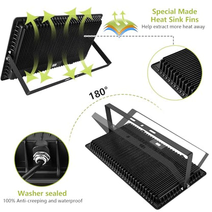 1000W LED Flood Lights,4200 watt Equivalent 98000LM Super Bright Outdoor LED Arena Lights 85-265V IP66 Waterproof 6000K Daylight Commercial Lighting for Stadium, Backyard, Parking Lots etc - size: 1000w_1pack