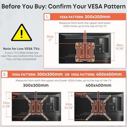 Flip Down TV Mount for Most 23'' to 55'' TVs, Manual Ceiling TV Mount