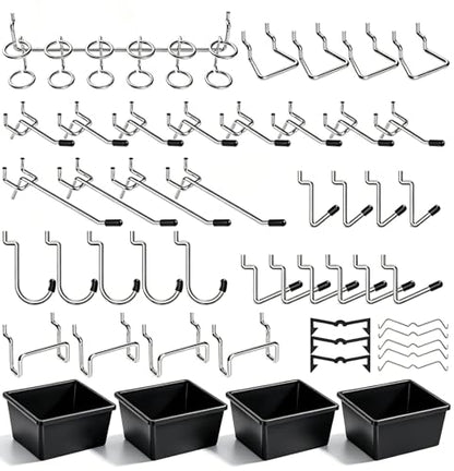 Pegboard Hooks with Bins, Peg Locks, for Organizing Various Tools, 117 PCS, 60 of Which are Locks - style: 117PCS