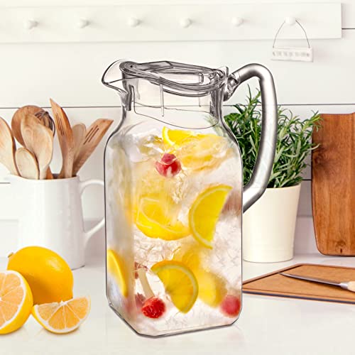 Amazing Abby - Quadly - Plastic Pitcher (64 oz, 2 Quart), Clear Water Pitcher with Lid, Fridge Jug, BPA-Free, Shatter-Proof, Great for Iced Tea, Sangria, Lemonade, Juice, Milk, and More - style: Quadly (64 oz)