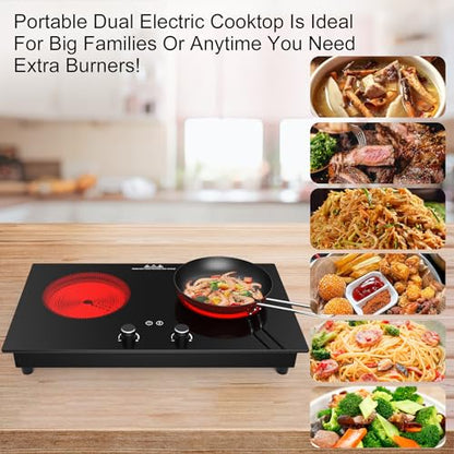 VBGK Electric Cooktop,3000W Electric Stove Top,Countertop and Built-in Hot Plate with Child Safety Lock, Timer, LED touch Knob Control,Overheat Protection,110V 2 Burner Induction Cooktop - size: 2 Burner Induction Cooktop