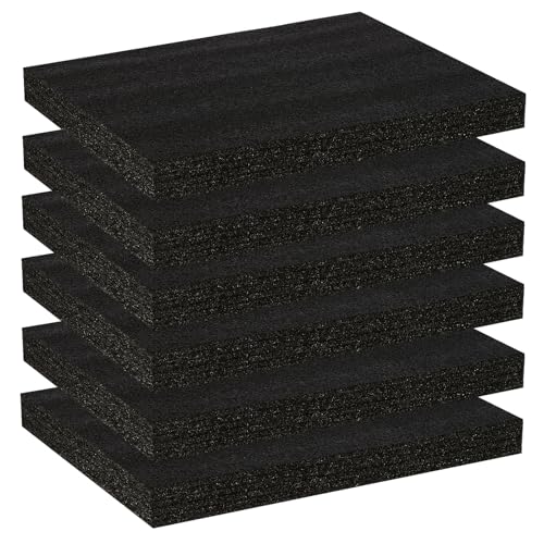 Black High Density Foam Insert Board 16'' x 12'' x 1.5'' for Case, 6pcs