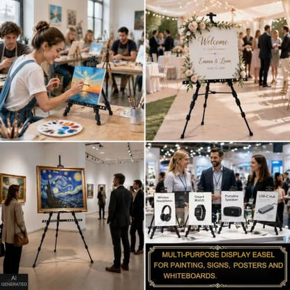 MXG Aluminum Art Easel,Professional Black Display Easel for Painting&Sign - color: black