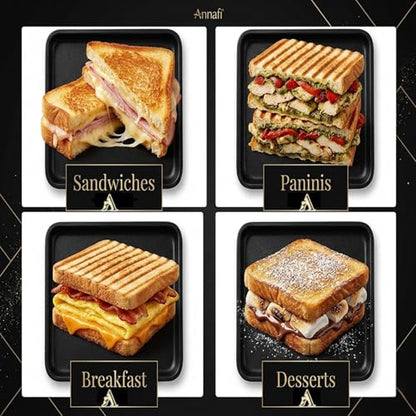 AnNafi® Sandwich Maker Stovetop, Sandwich Press Grill For Gas Stove, Non Stick Hand Bread Toaster Stove Top Pan For Hot & Crisp Grilled Cheese Sandwiches & Cubano, Easy to Use Cast Iron Flying Saucer For Outside Campfire .