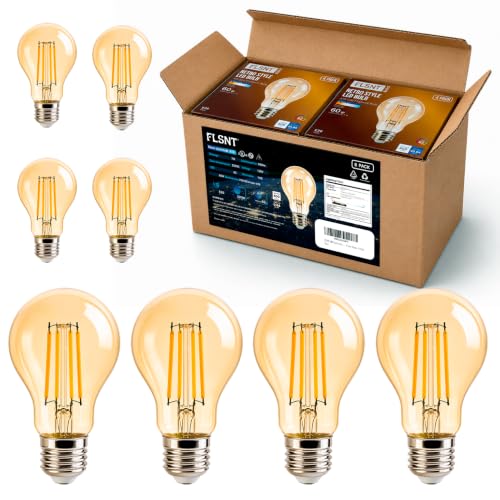 FLSNT 60W Equivalent Dimmable A19 LED Light Bulbs, 8 Pack - color: Amber 2200k Warm White, size: 8 Count (Pack of 1)