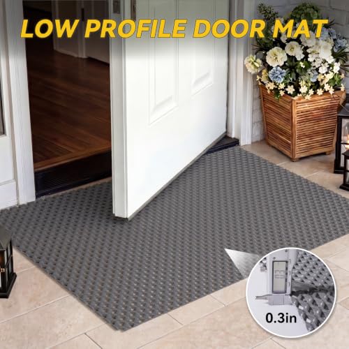 Door Mat Outside Entrance Drainage Waterproof Mat, Grey 36"x59" - color: Grey-a, size: 36"x59"