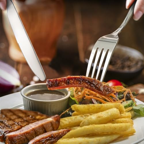 Hiware Dinner Forks Set, Food-Grade 18/8 Stainless Steel Forks Silverware, Mirror Polished, Dishwasher Safe - Set of 12, 8 Inches - size: 12-Piece (8 Inches)
