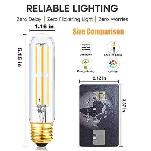 T10 Led Bulb Dimmable 6W Led Tubular Bulbs 60 Watt Incandescent Bulb 3000K - color: 6w=60w Soft White 3000k 6p