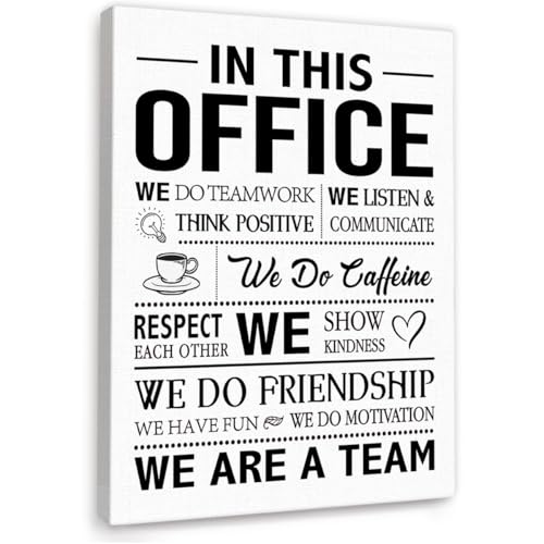 In This Office Wall Decor,Positive Team Quote We Are A Team Wall Art Canvas Framed for Office Workplace Wall Decor 12 x 15 in - color: We Are A Team
