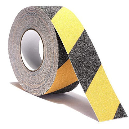 RELIANCER Anti Slip Safety Grip Tape 2inx60ft Non Skid Tread Safety Tape with High Traction Grit Yellow & Black Marking Self-Adhesive Tape Hazard Caution Warning Tape for Stairs Steps Deck - color: Yellow&Black, size: 2"×60'