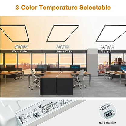 Black 2x4 FT LED Flat Panel Light Surface Mount 2 Pack