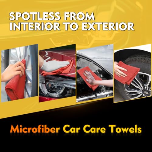 HOMEXCEL Microfiber Cleaning Cloth 200 PK, Towels for Cars, Shop Rags, Red - color: Red