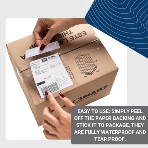 100 Units, 7.5"x5.5" Clear Packing List Shipping Pouches – Heavy Duty Self-Sealing Adhesive Envelopes, Waterproof & Tear-Proof – Ideal for Labels, Invoices & Documents - size: 7.5"x5.5" | 100 Units