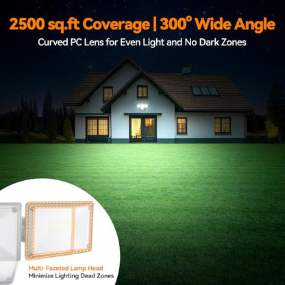 85W 10000LM Dusk to Dawn Outdoor Lighting, 4-Head Super Bright LED Flood Light, 5000K Daylight, IP65 Waterproof Hardwired Exterior Security Light for House Garage, Yard, Backyard (White) - color: White