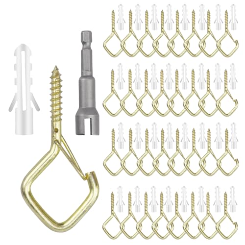 32 Pcs 2.36IN Ceiling Hooks with Safety Buckle for Plants - color: Gold, size: 32Pcs