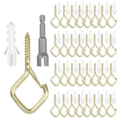 32 Pcs 2.36IN Ceiling Hooks with Safety Buckle for Plants - color: Gold, size: 32Pcs