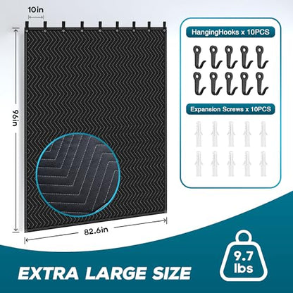 Large Sound Dampening Blanket,96" x 80" Sound Absorbing Studio Blanket,Noise Cancelling Studio Acoustic Blanket Curtain/Light Blocker/Moving Blanket - size: 1 PACK