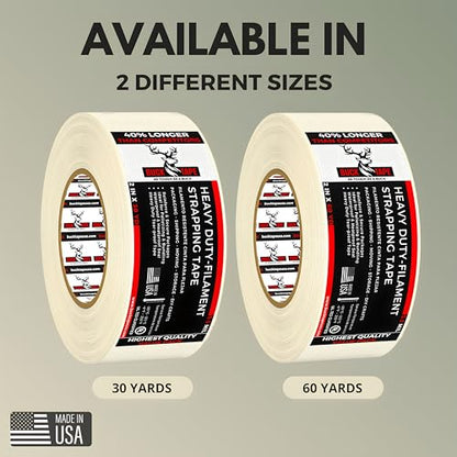 36 Pack Buck Strapping Tape 2 Inch x 60 Yds (180ft), 5.5 Mil – Heavy Duty Fiberglass Tape, Filament Tape, Reinforced Packing Tape with Synthetic PET Adhesive for Bundling, Shipping & Palletizing - size: 2 Inch x 60 Yards, style: 36 Pack
