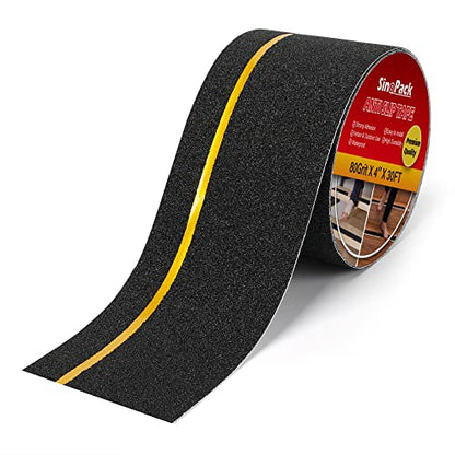 Non Slip Tape 4Inch x 30FT Waterproof Anti Slip Traction Tape, Best Grip Anti Slip Tape with Reflective Stripe for Slippery Stairs Surfaces - color: Yellow Reflective Stripe