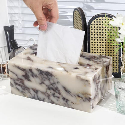 DUANYAN Luxury Marble Tissue Box Cover, Calacatta Marble Tissue Box Holder - color: Calacatta Viola