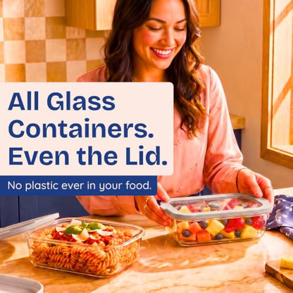 Non-Toxic Glass Food Containers with Lids, 4-Pack, 35 oz, Airtight, Gray - color: Gray, size: 35 Oz
