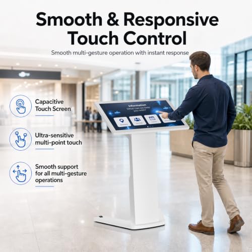21.5" Touch Screen Kiosk, Interactive Floor Standing Digital Signage Display, FHD Self-Service Information Terminal with Dual Speakers for Retail, Restaurants, Malls & Advertising - size: 21.5 Inch