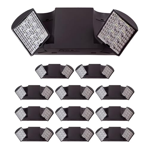 Ciata 12 Pack Black Led Emergency Lights with Battery Backup, for Home Power Failure, Hardwired with Adjustable Heads, Backup Battery, Emergency Lights for Business, Indoor Emergency Lights