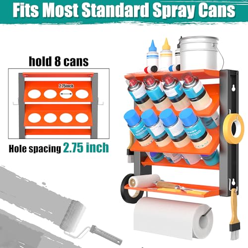 EVERHANGER Spray Can Holder, Lube Can Wall Mount Storage Rack - size: 17.3in for 8 Cans