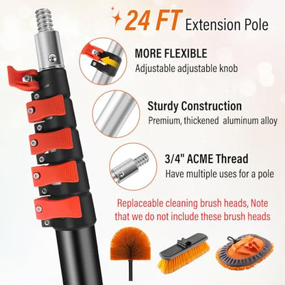 30FT High Window Cleaning Kit with Pole,Professional Window Clean Pole Kit - color: 10.65in Squeegee, size: 24FT(Reach 30ft)