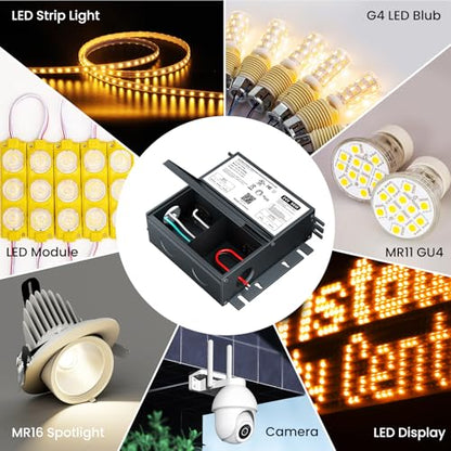 96W Dimmable LED Driver 24V, Compatible with Lutron&Leviton Dimmer - size: 96W24V with junction box