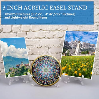 AccEncyc 25 Pack Acrylic Easel Stand 3 Inch Clear Plastic Easels Plate Holders Mini Easels Display Stand for Photos, Sports Cards, Baseball Card, Coins, Small Items