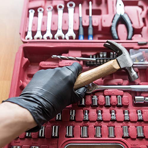 GLOVEWORKS Nitrile Gloves Disposable 5 mil Black Size Large Box of 100 - color: Black, size: Large
