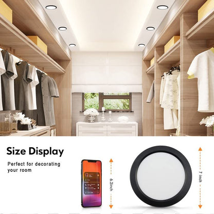 ETL 7 inch Small LED Flush Mount Ceiling Light Dimmable,5000K Daylight Ultra Slim Round Flat Panel Ceiling Light Fixture,Modern Ceiling Lamp for Closet,Kitchen,Bathroom 3 Pack Black - color: Black, size: 7 inch-3 Pack