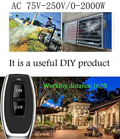 DieseRC 433Mhz Wireless Remote Control Switch AC 110V 120V 240V 220V 30A Relay Receiver with 2 Transmitters for Light Water Pump Household Appliances Farm Irrigation and Electrical Equipment - color: with 2 Transmitters