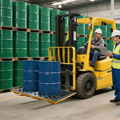 Modular 2 Drum Spill Pallet, 48x24x4 Inch, 2000 lbs Capacity, Heavy-Duty Forkliftable Containment Tray for Industrial Oil & Chemical - size: 48x24x4in