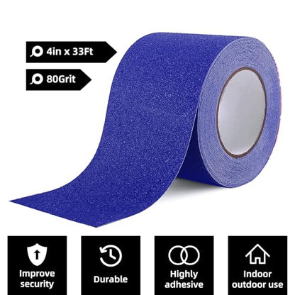 Reniteco 4" x33Ft Anti Slip Tape Blue Heavy Duty Grip 1PC - color: 12-Bule, size: 4in x 33Ft