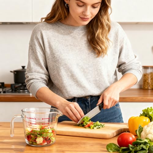BCnmviku Glass Measuring Cups 24oz/3Cup/700ml High Borosilicate [Insulated Handle | V-Shaped Spout]For Prepping Baking and Cooking Preheated Oven Dishwasher Freezer and Microwave Safe - size: 700ml