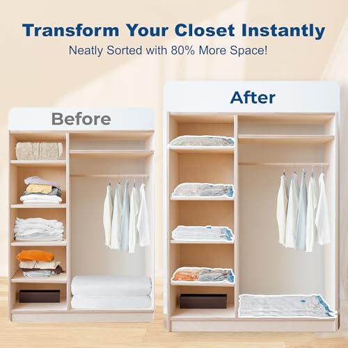 HOUSE DAY 10 Small Vacuum Seal Bags For Clothing Travel, 80% Space Saving Travel Vacuum Bags with Electric Pump, Vacuum Storage Bags For Clothes, Bedding, Moving, Camping, Toys, Storage & Organization - size: 10 Small-E PUMP