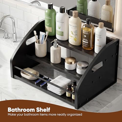 Countertop Liquor Bottle Organizer Shelf, 3-Tier - color: 3-Tier Black