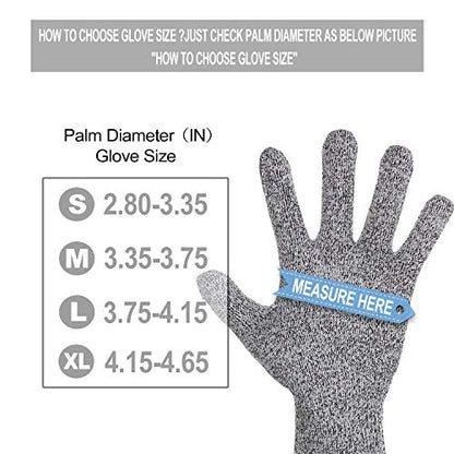 Cut Resistant Gloves Food Grade Level 5 Hand Protection,Kitchen Cut Gloves (Medium(palm Diameter 3.35-3.75inch)) - size: Medium (1 Pair, Palm Diameter 3.35-3.75 inch)